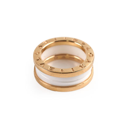 Bvlgari B.Zero 18k Pink Gold White Ceramic Ring Sz 49 - photo 1