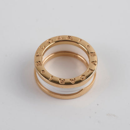 Bvlgari B.Zero 18k Pink Gold White Ceramic Ring Sz 49 - photo 6