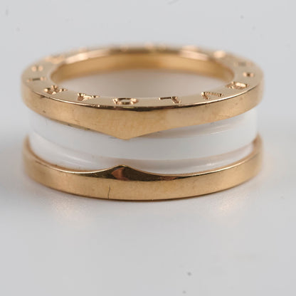 Bvlgari B.Zero 18k Pink Gold White Ceramic Ring Sz 49 - photo 5