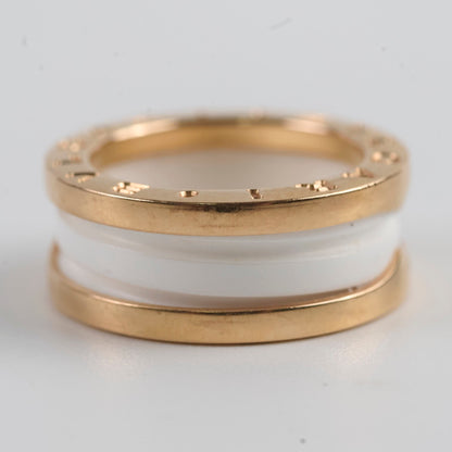 Bvlgari B.Zero 18k Pink Gold White Ceramic Ring Sz 49 - photo 4