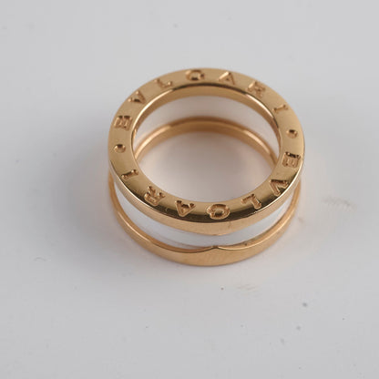 Bvlgari B.Zero 18k Pink Gold White Ceramic Ring Sz 49 - photo 3