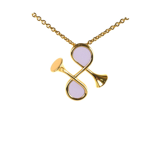 Hermes Heritage Equestre Pendant Necklace Costume Jewellery Mauve - photo 1
