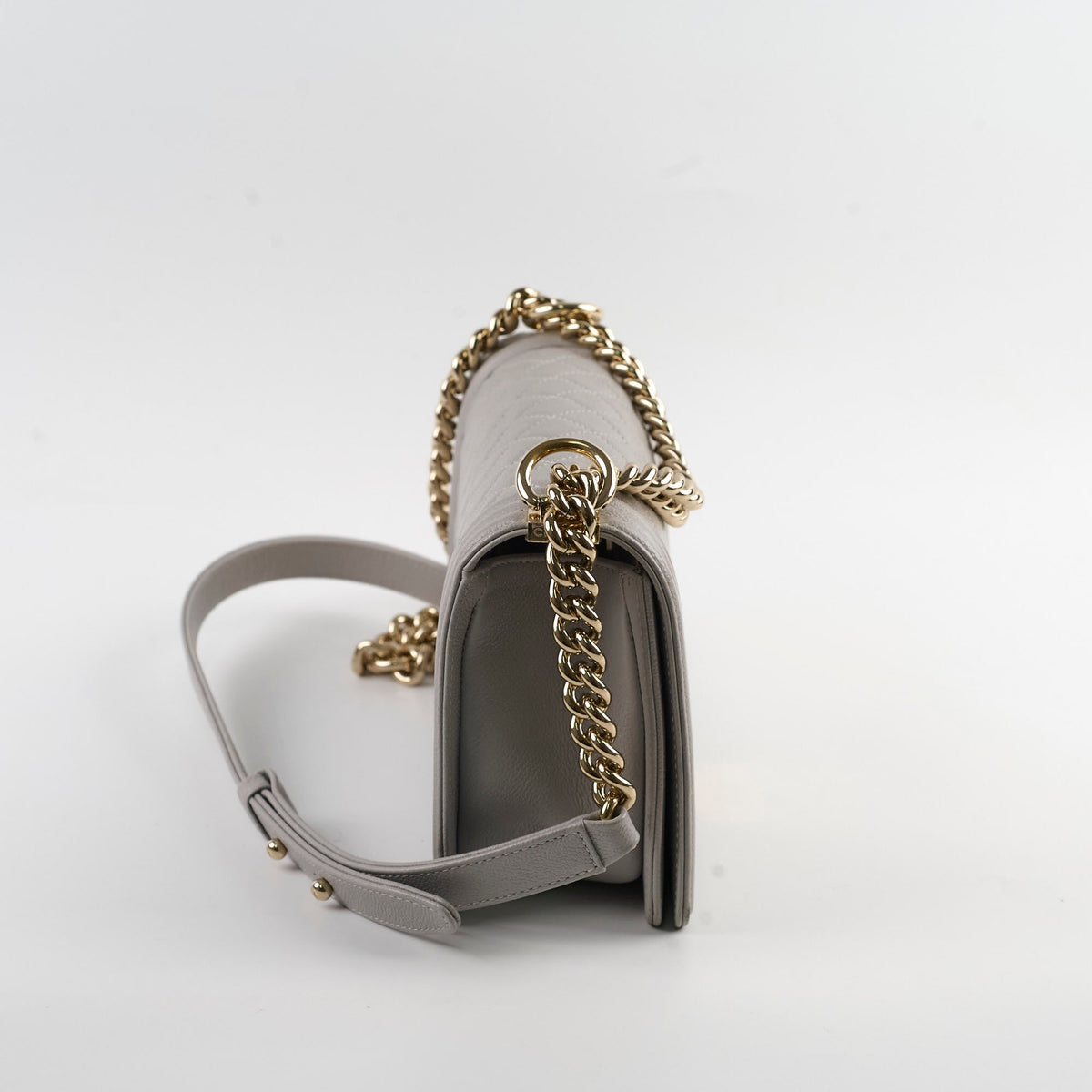 Chanel Caviar Old Medium Grey Series Microchip - photo 3
