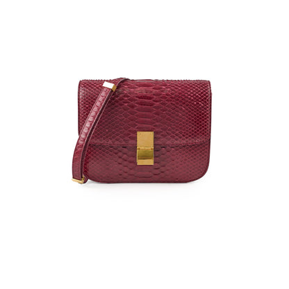Celine Python Medium Classic Box Burgundy - photo 1