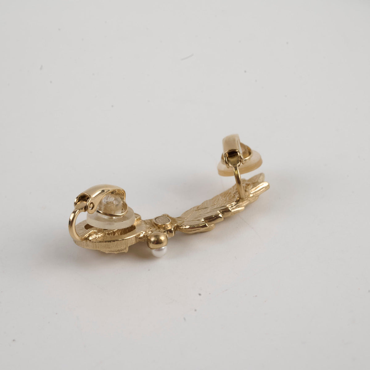 Chanel Plated Strass & Faux Pearl CC Earcuff Clip On Earrings - photo 6