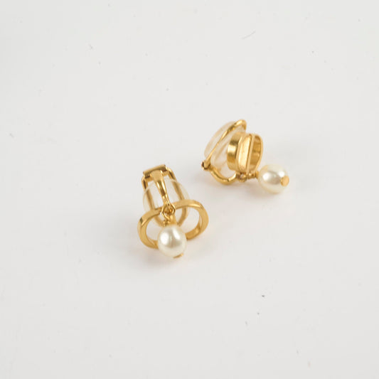 Christian Dior CD Pearl Drop Ear Clip on Earrings - photo 2