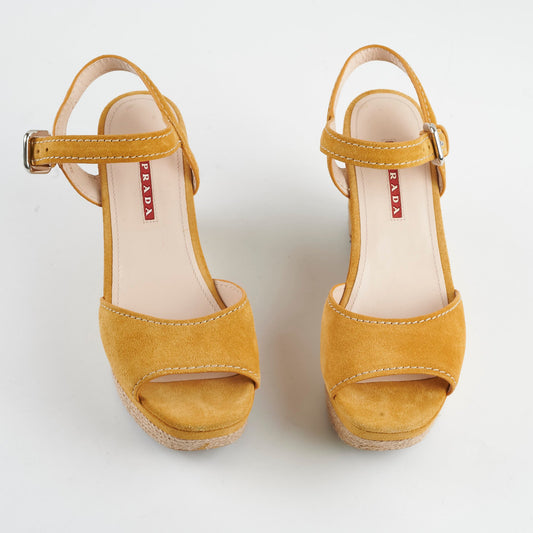 Prada Wedges Suede Yellow - photo 2