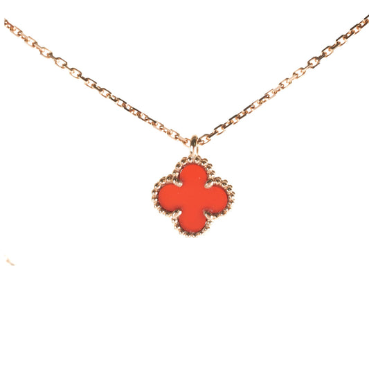 ITEM 22 - Van Cleef & Arpels VCA Sweet Carnelian Alhambra Pendant Necklace - photo 1
