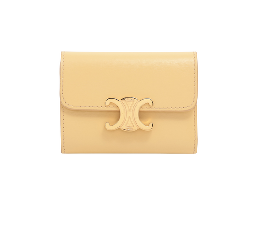CELINE Triomphe Compact Wallet Coin Purse Leather Compact Wallet Yellow - photo 1