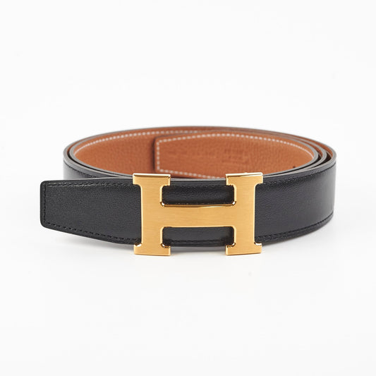 Hermes H Buckle & Reversible Leather Strap 32mm / 100cm Noir Gold - photo 1