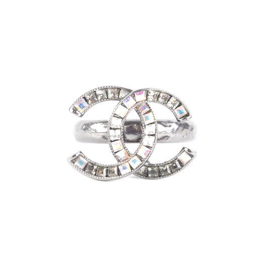 Chanel CC Crystal Logo Ring Costume Jewellery - photo 1