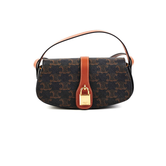 Celine Clutch On Strap Triomphe Calfskin Tan - photo 1