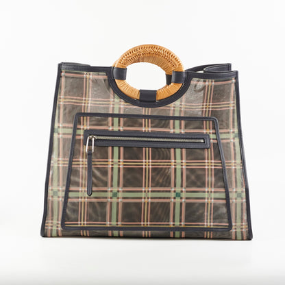 Fendi Large Mesh Plaid Shopper Tote - photo 2