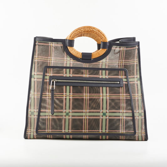 Fendi Large Mesh Plaid Shopper Tote - photo 2