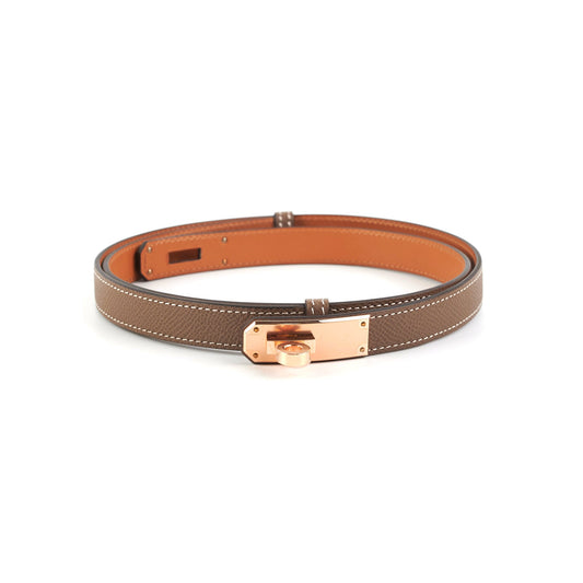 Hermes Kelly 18 Belt Epsom Etoupe Rose Gold - photo 1