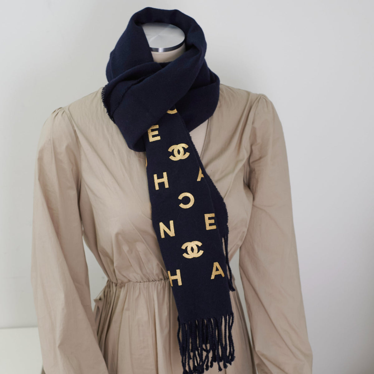 Chanel Navy Long Tassel Scarf - photo 3