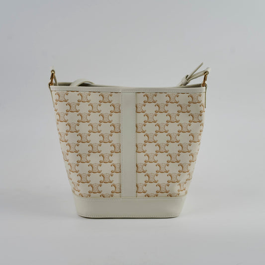 Celine Small Bucket Triomphe White Bag - photo 2