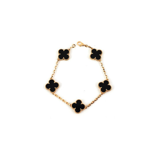 HOLD Van Cleef & Arpels VCA Vintage Alhambra 5 Motifs Bracelet Onyx - photo 1