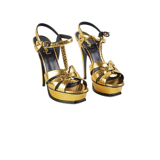 Saint Laurent Gold Platform Heels Size 39 - photo 1
