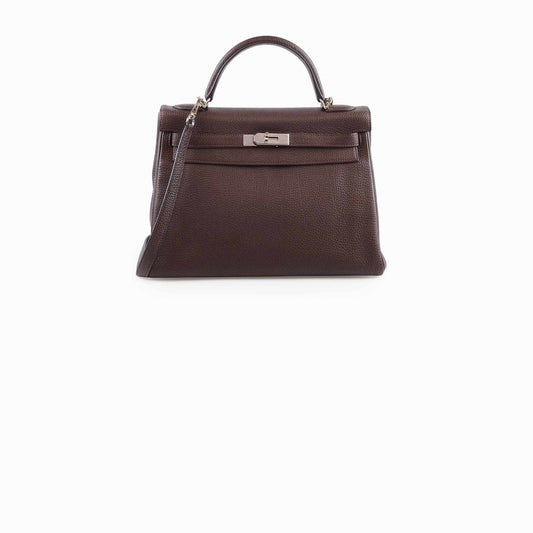 Hermes Kelly 32 Clemence Brown PHW- N Square Stamp - photo 1