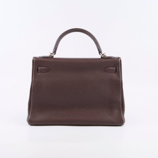 Hermes Kelly 32 Clemence Brown PHW- N Square Stamp - photo 2