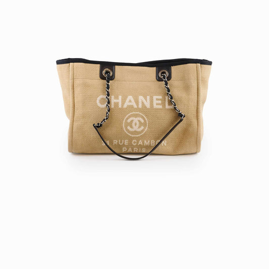Chanel Deauville Tote PM Sand/Black - photo 1