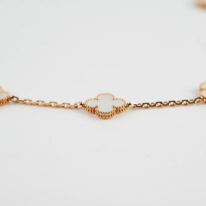 Van Cleef & Arpels Vintage Alhambra 10 Motif White Mother Of Pearl Necklace - photo 6