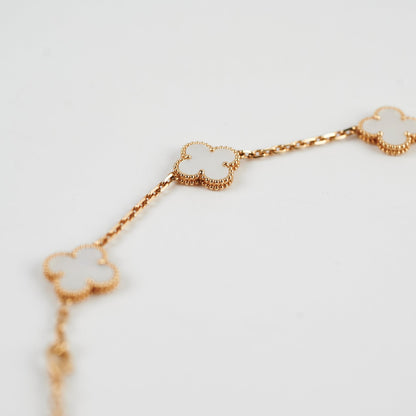 Van Cleef & Arpels Vintage Alhambra 10 Motif White Mother Of Pearl Necklace - photo 5