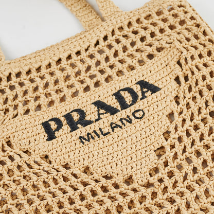 Prada Raffia Crochet Natural Tote Bag - photo 15