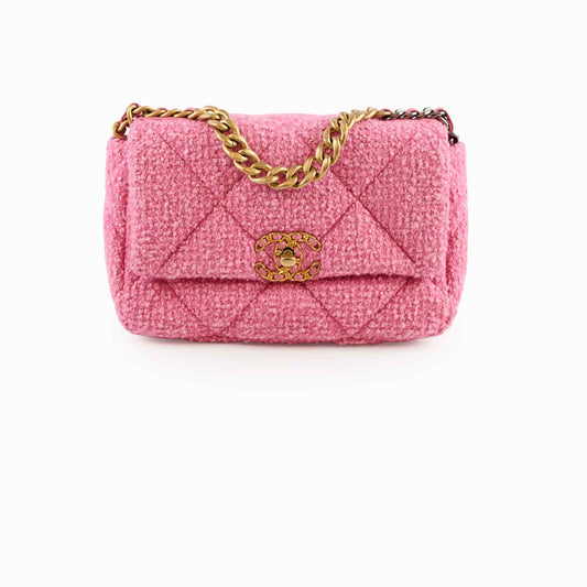 Chanel Pink Tweed Small Chanel 19 - photo 1