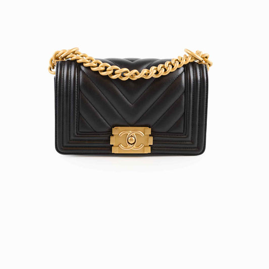 Chanel Small Boy Bag Black Chevron 25 Series - photo 1