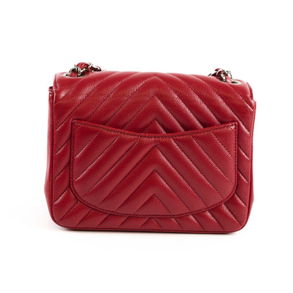 Chanel Caviar Chevron Mini Square Red - photo 2