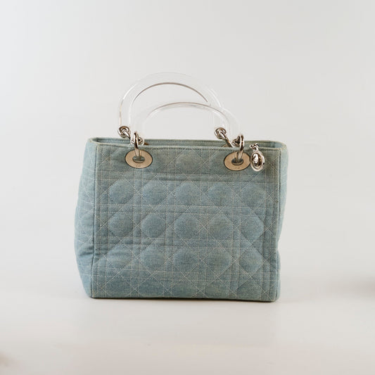 Christian Dior vintage Christian Dior Denim Cannage Lady Dior bag - photo 2