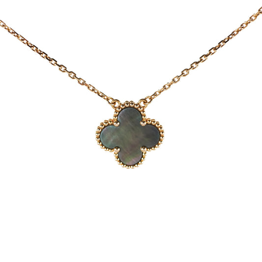 Van Cleef & Arpels Vintage Alhambra Grey Mother of Pearl Necklace Yellow Gold - photo 1