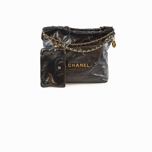 Chanel Medium 22 Black Goatskin - photo 1
