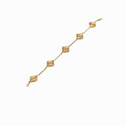 Van Cleef & Arpels Vintage Alhambra Yellow Gold Guilloche 5 Motifs Bracelet - photo 1