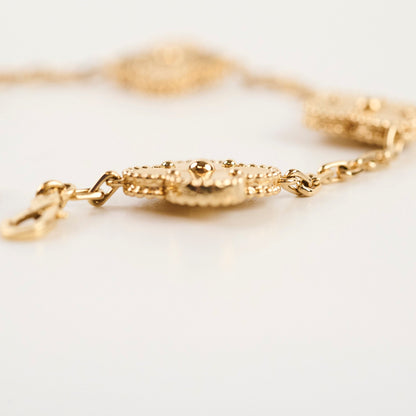 Van Cleef & Arpels Vintage Alhambra Yellow Gold Guilloche 5 Motifs Bracelet - photo 7