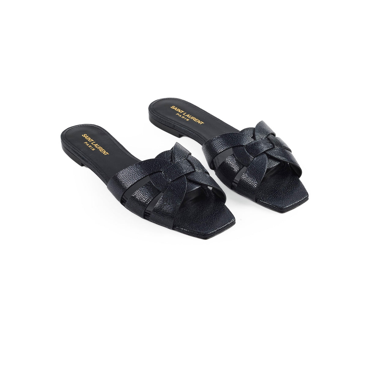 Saint Laurent Tribute Flat Sandal Black New - photo 1