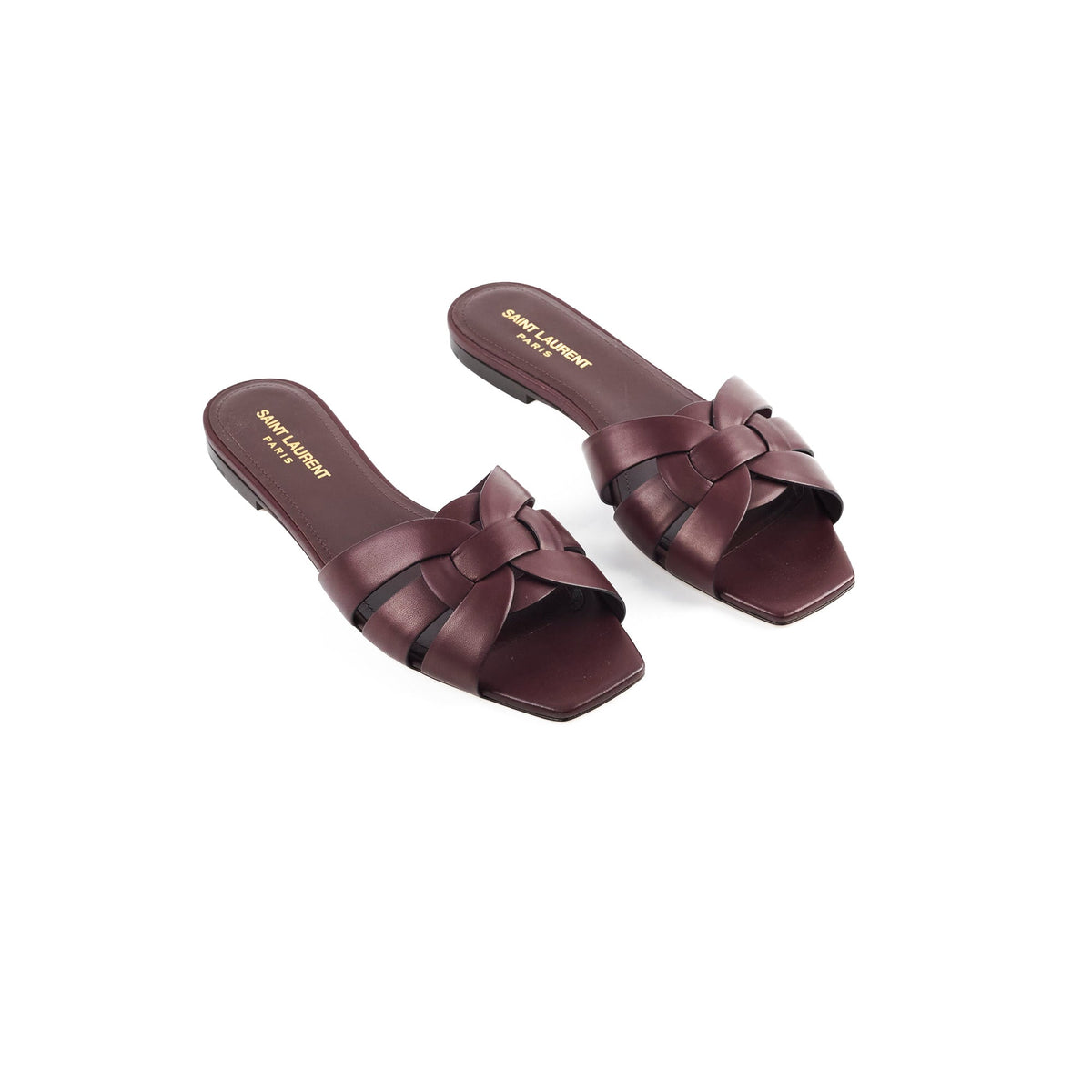 Saint Laurent Tribute Flat Sandal Burgundy New - photo 1