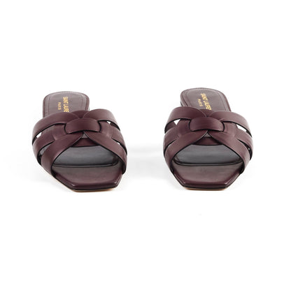 Saint Laurent Tribute Flat Sandal Burgundy New - photo 2