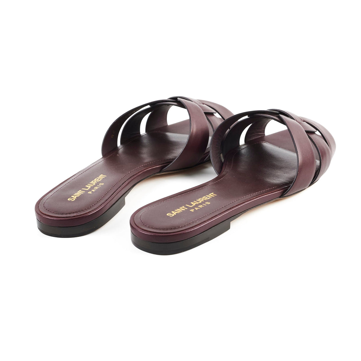 Saint Laurent Tribute Flat Sandal Burgundy New - photo 3
