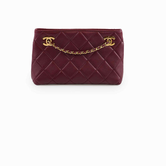 Chanel Mini Shopping Bag Dark Burgundy - photo 1