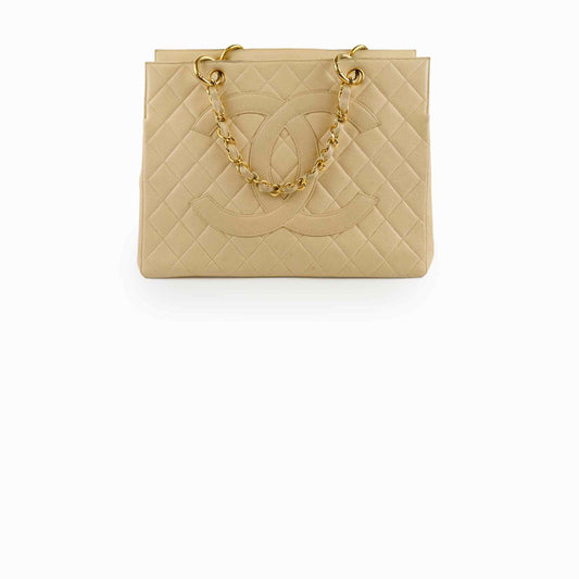 Chanel Vintage Grand Shopping Tote GST Beige Caviar - photo 1