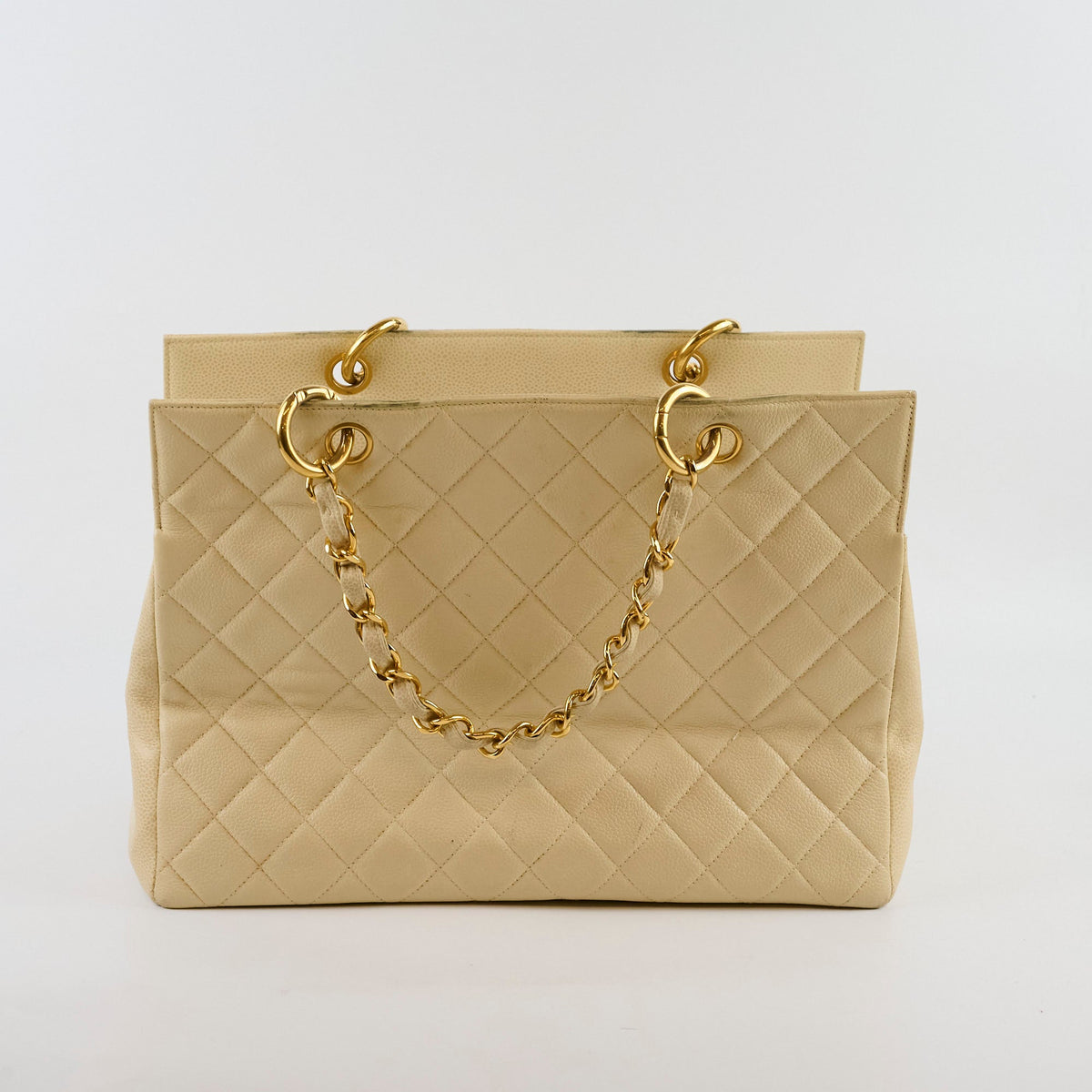 Chanel Vintage Grand Shopping Tote GST Beige Caviar - photo 2