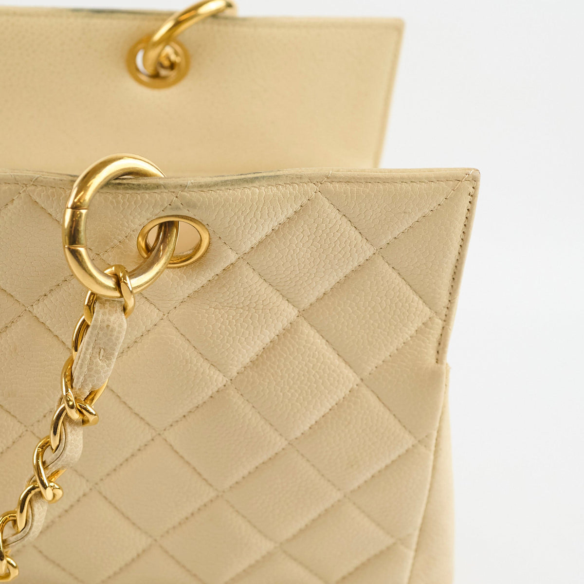 Chanel Vintage Grand Shopping Tote GST Beige Caviar - photo 7