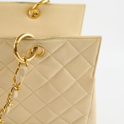 Chanel Vintage Grand Shopping Tote GST Beige Caviar - photo 7