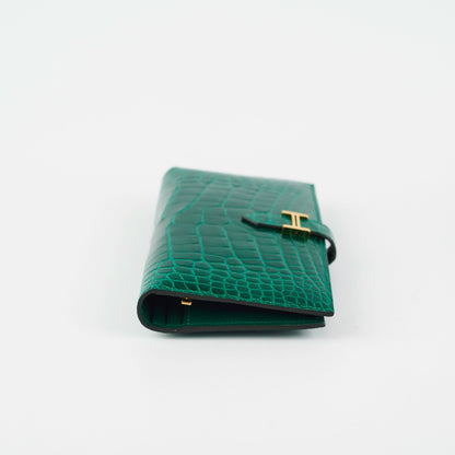 Hermes Bearn Alligator Emerald Wallet D Stamp - photo 2
