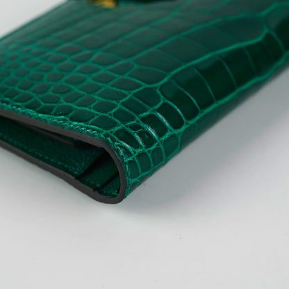 Hermes Bearn Alligator Emerald Wallet D Stamp - photo 7