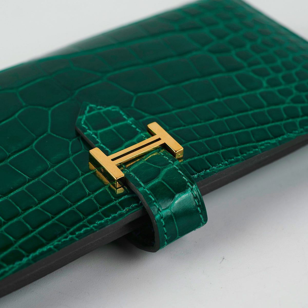 Hermes Bearn Alligator Emerald Wallet D Stamp - photo 8