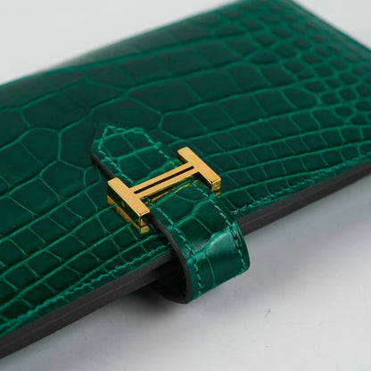 Hermes Bearn Alligator Emerald Wallet D Stamp - photo 8